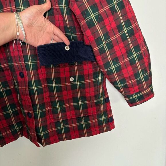 Tommy Hilfiger 1990’s Quilted Heritage Plaid Snap Button Down Corduroy Collar Ny - Picture 10 of 15